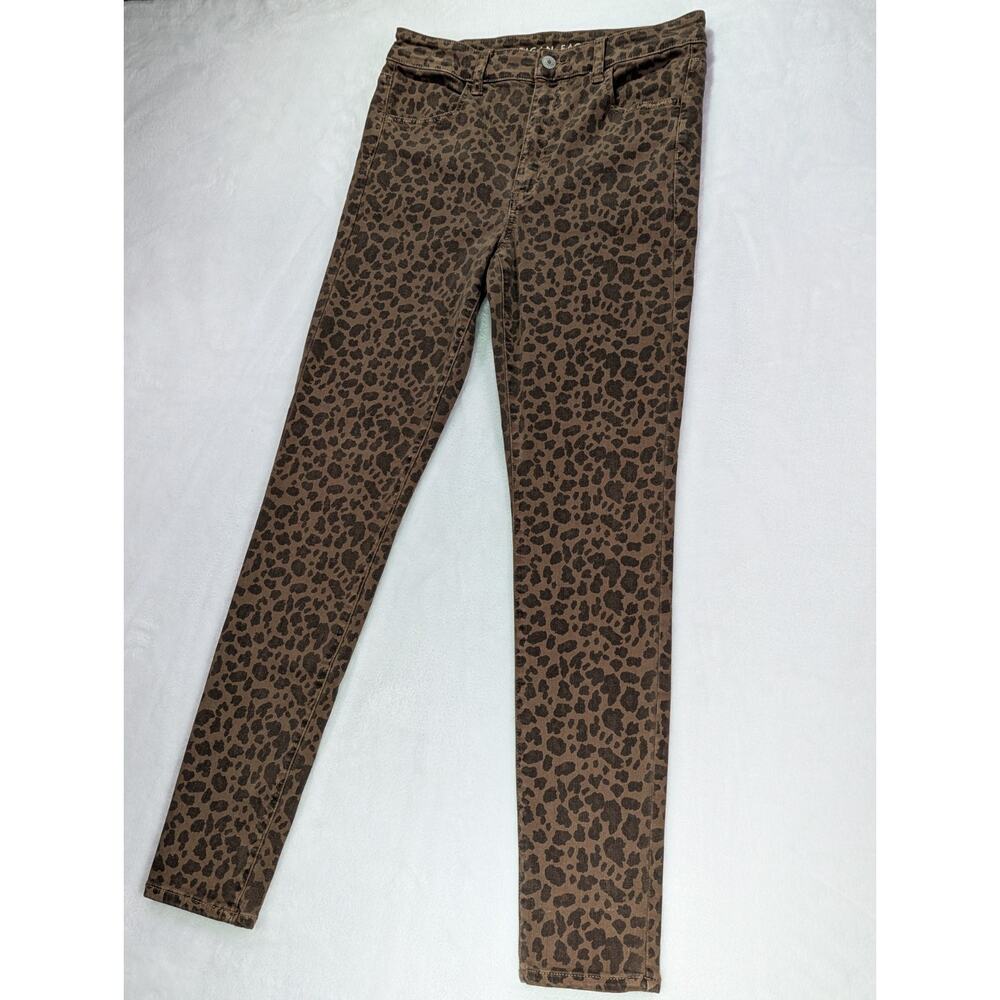 American Eagle Womens Sz 8 Brown Leopard Super High Rise Jegging Stretch Pants - Picture 4 of 15